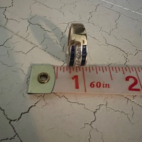 Ladies SAPPHIRE AND DAIMOND BAND RING - Picture 7 of 8